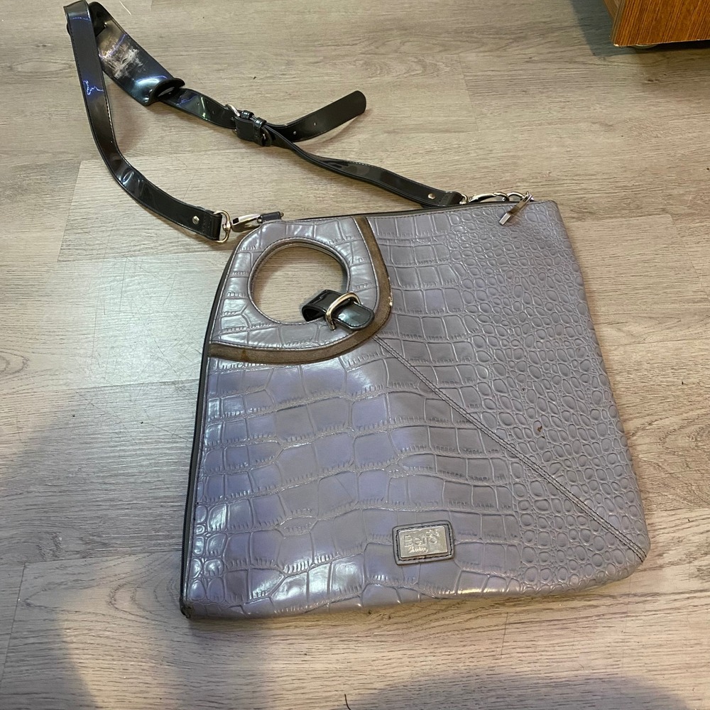 Beijo Couture Handbag Womens Large Lavender Croc Embossed Geometric Tote Bag y2k
